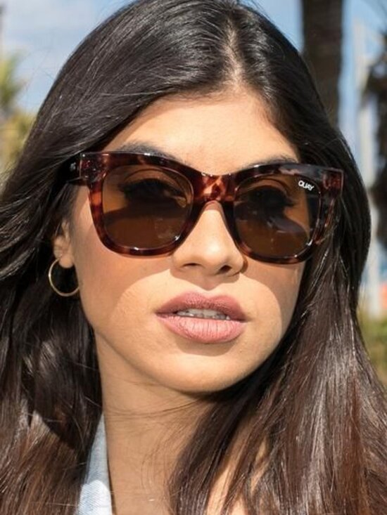 Quay Australia After Hours Tortoise Frame Polarized Brown Cat Eye Sunglasses main image 11